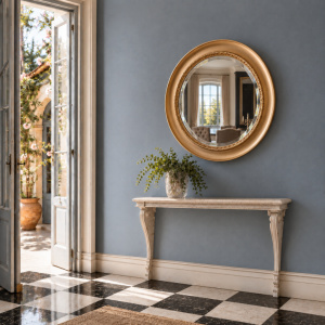 b9.2517Rond Grote klassieke spiegel Perla Goud Rond 80cm Aanbieding!